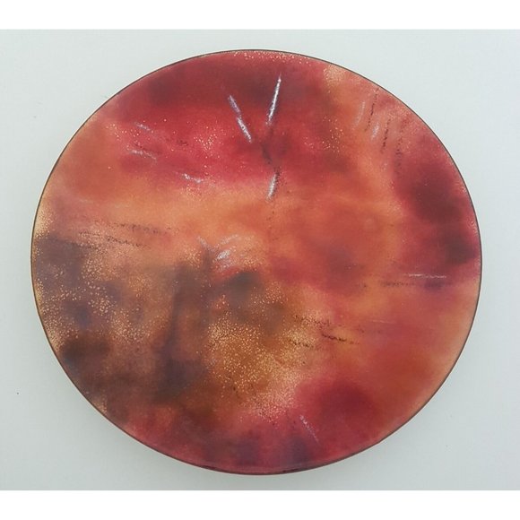 Vintage Designed Enamel on Copper Art Design Dish Plate Trinket Not Marked - Picture 3 of 11